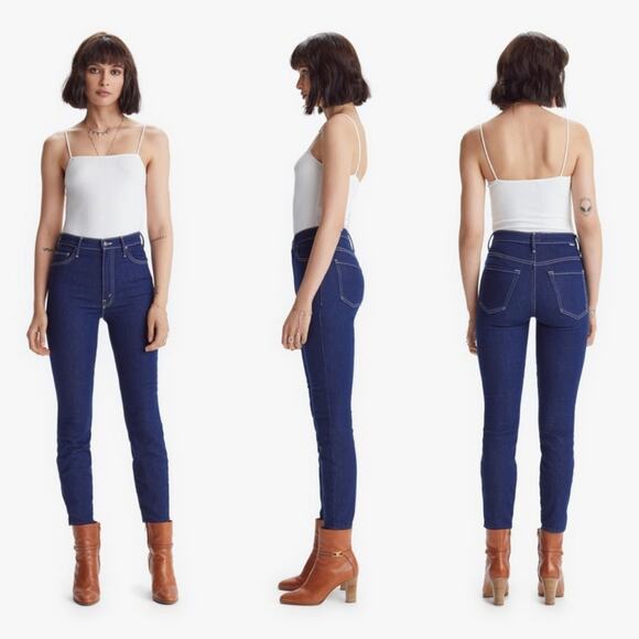 NWT MOTHER Blue Skinny Jeans The Swooner Ankle in Ooh La La Sz 24 - Picture 1 of 11